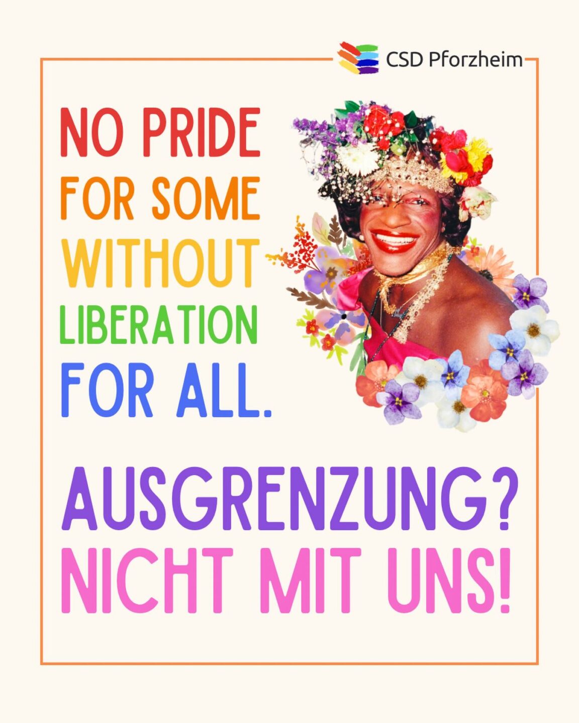 SPOTLIGHT Pforzheim - Die ist ein Bild vom CSD - Es sind viele Menschen mit bunten Fahnen zu sehen.